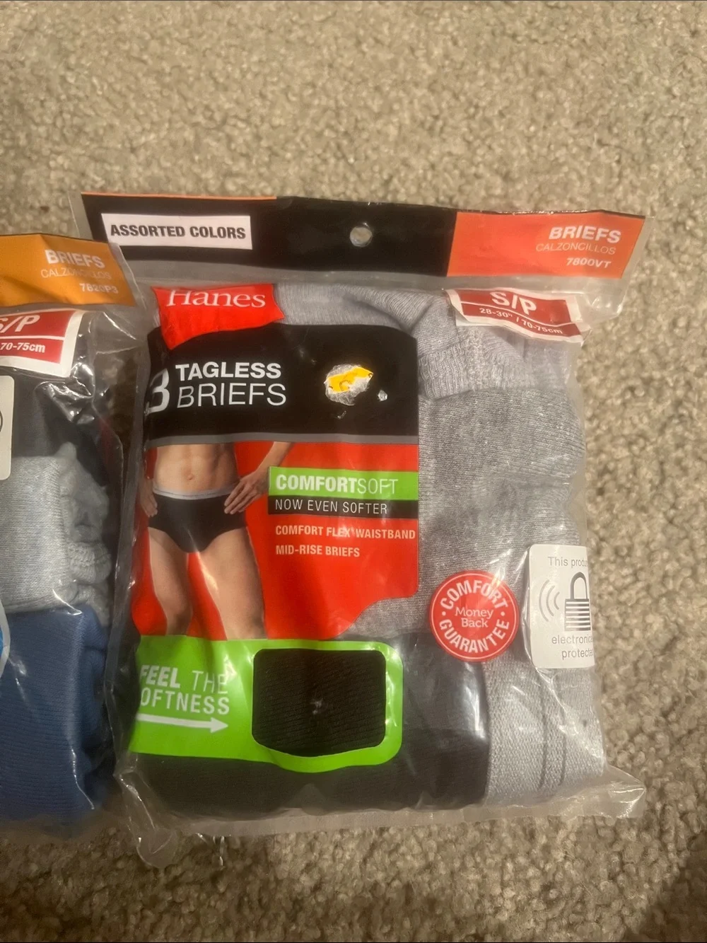 Hanes 3-Pack Tagless Briefs in Blue, Black, Gray